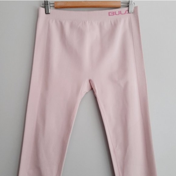 BULA High Waist Crop Ankle Stretch Pull-On Leggings Solid Pink Sz M - Picture 2 of 10